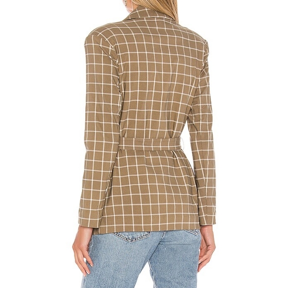 LOVERS + FRIENDS NWT Womens Kyrie Belted Blazer Jacket in Olive Plaid Size M - Picture 4 of 13